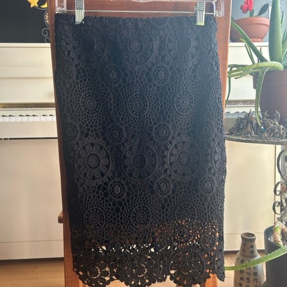 Suzy Shier Black Crochet Pencil Midi Skirt Small - Picture 1 of 15